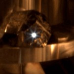 Figure 4. LIBS spark on a sample of iron pyrite in the Mars sample chamber
at Los Alamos National Laboratory. Credit: Los Alamos National Laboratory