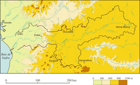 Figure 1. Oro-hydrography of the Nyong watershed